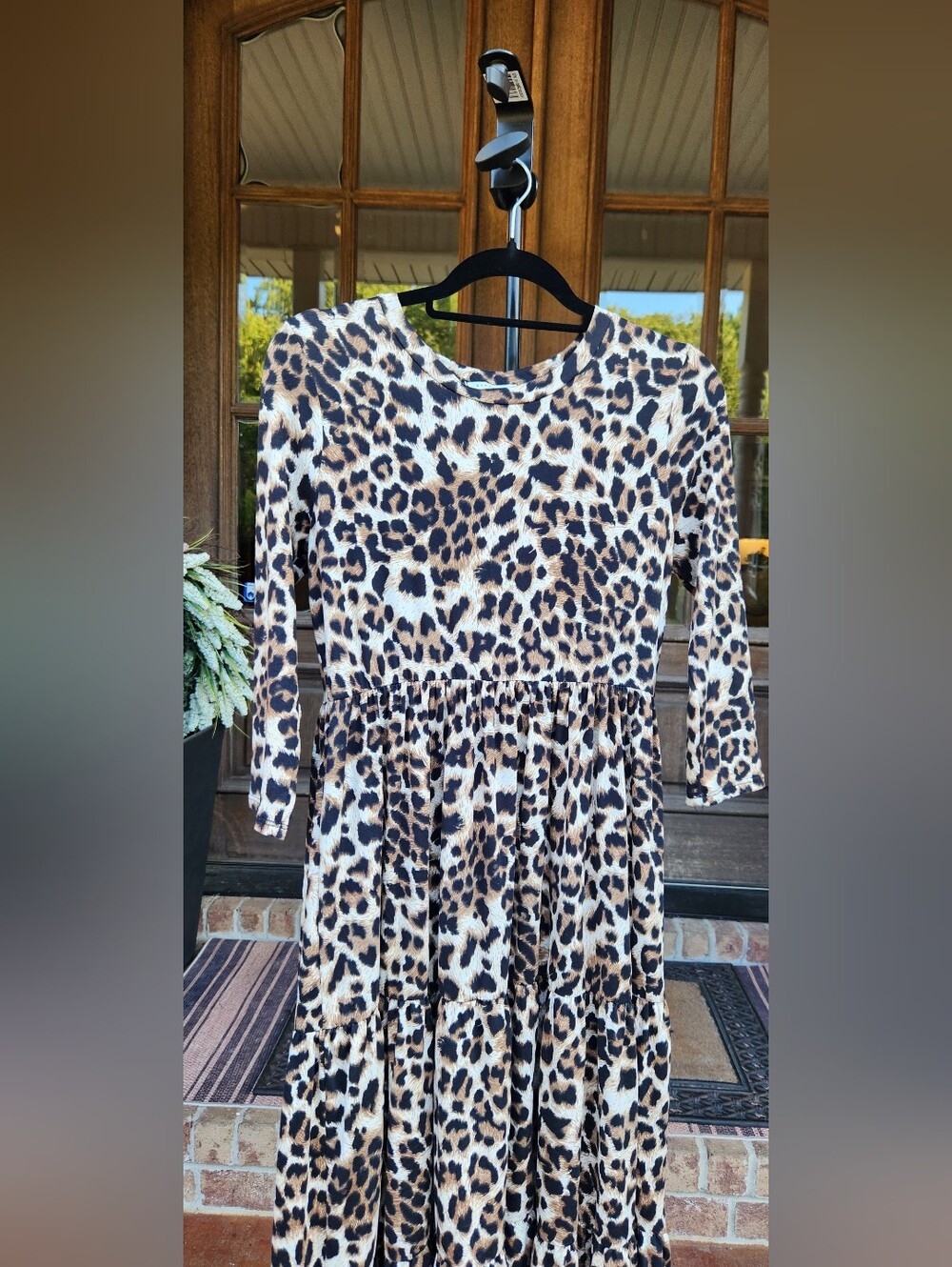 Reborn J Leopard Print Tiered Midi Dress Size S